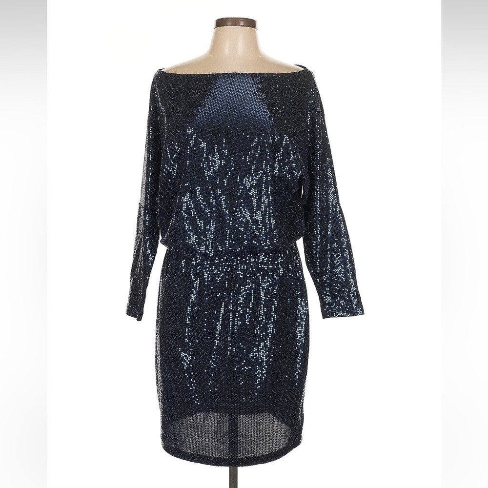 NWT GIBSON NAVY BLUE SPARKLY COCKTAIL DRESS large glittery holiday